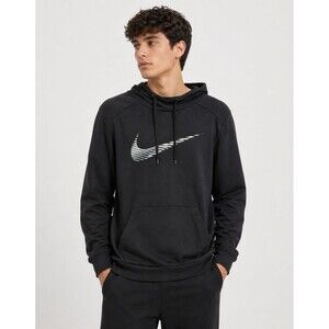 Nike Dri-Fit Training Hoodie XL Black Pullover Swoosh Graphic Sweatshirt